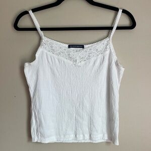 Brandy Melville White Crepe Stretch Lace Cami Top One Size